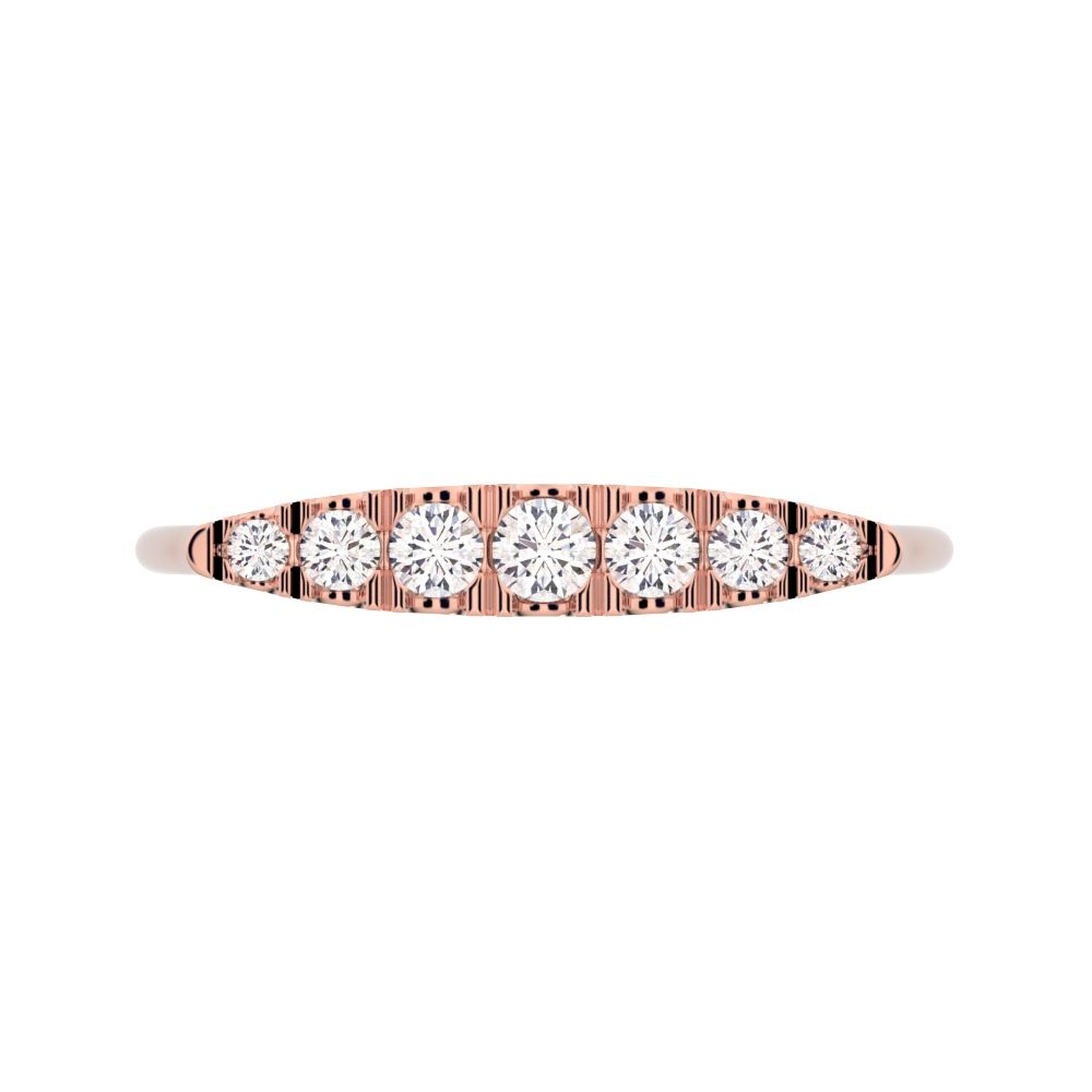 0.16Ct Round Cut Moissanite dainty Minimalist Stackable half eternity bar Timeless Radiance 14K / 18K Solid Rose Gold everyday wedding band