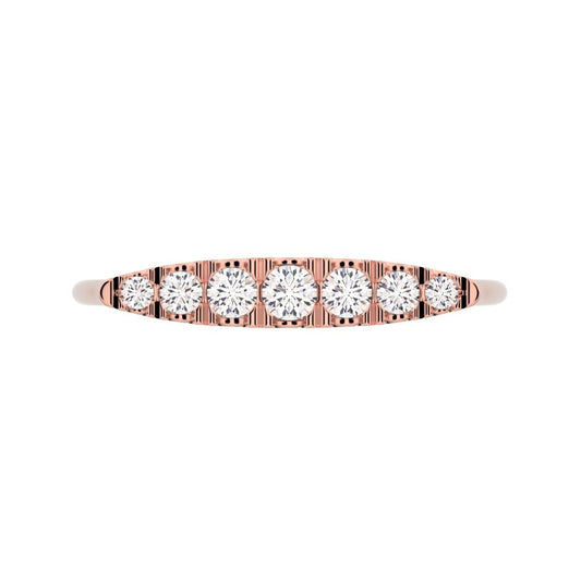 0.16Ct Round Cut Moissanite dainty Minimalist Stackable half eternity bar Timeless Radiance 14K / 18K Solid Rose Gold everyday wedding band
