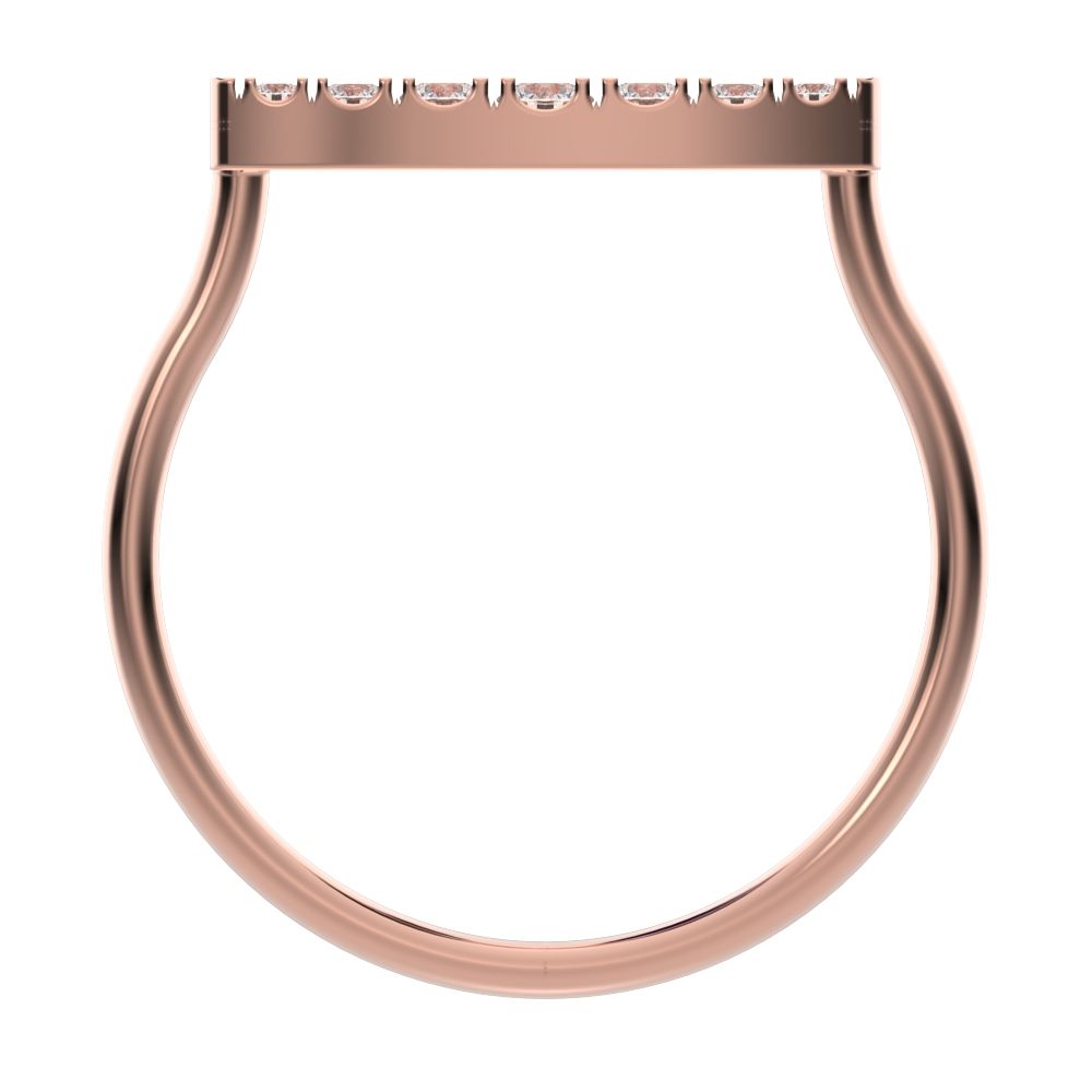 0.16Ct Round Cut Simulated Clear Diamond Stackable half eternity bar Timeless Radiance 14K / 18K Solid Rose Gold everyday wedding band