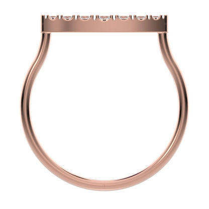 0.16Ct Round Cut Simulated Clear Diamond Stackable half eternity bar Timeless Radiance 14K / 18K Solid Rose Gold everyday wedding band