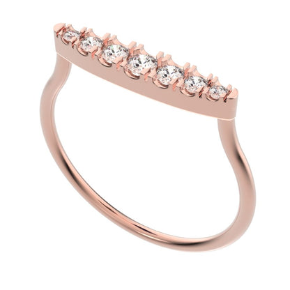 0.16Ct Round Cut Moissanite dainty Minimalist Stackable half eternity bar Timeless Radiance 14K / 18K Solid Rose Gold everyday wedding band