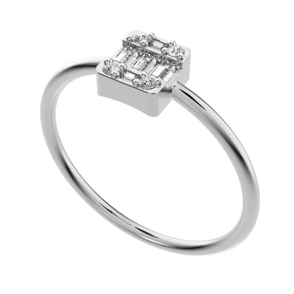 1.27 ct Baguette Cut Moissanite dainty Minimalist cluster halo light simple 14K / 18K Solid White Gold everyday ring