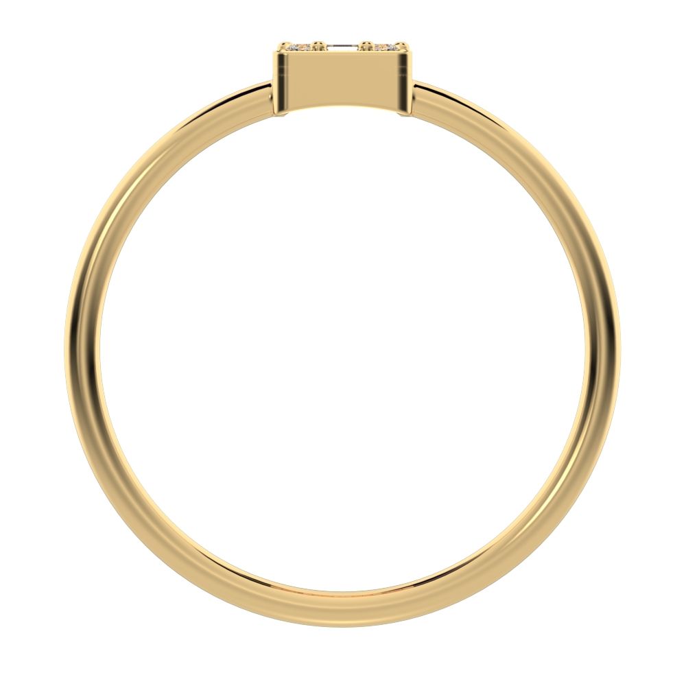 1.27 ct Baguette Cut Moissanite dainty Minimalist cluster halo light simple 14K / 18K Solid Yellow Gold everyday ring