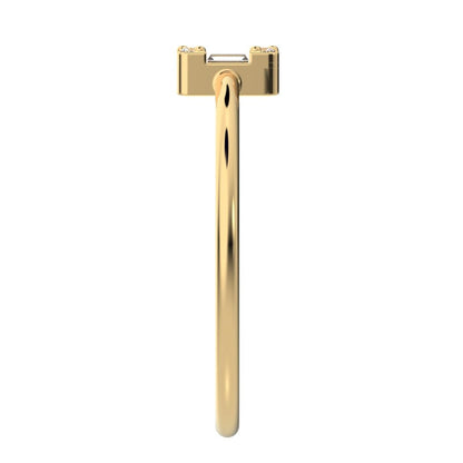 1.27 ct Baguette Cut Simulated Clear Diamond dainty Minimalist cluster halo light simple 14K / 18K Solid Yellow Gold everyday ring