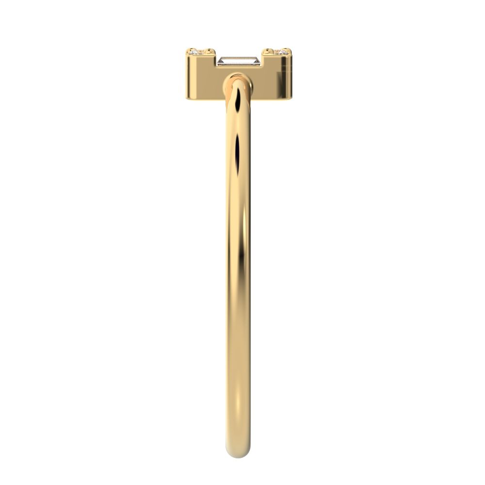 1.27 ct Baguette Cut Moissanite dainty Minimalist cluster halo light simple 14K / 18K Solid Yellow Gold everyday ring
