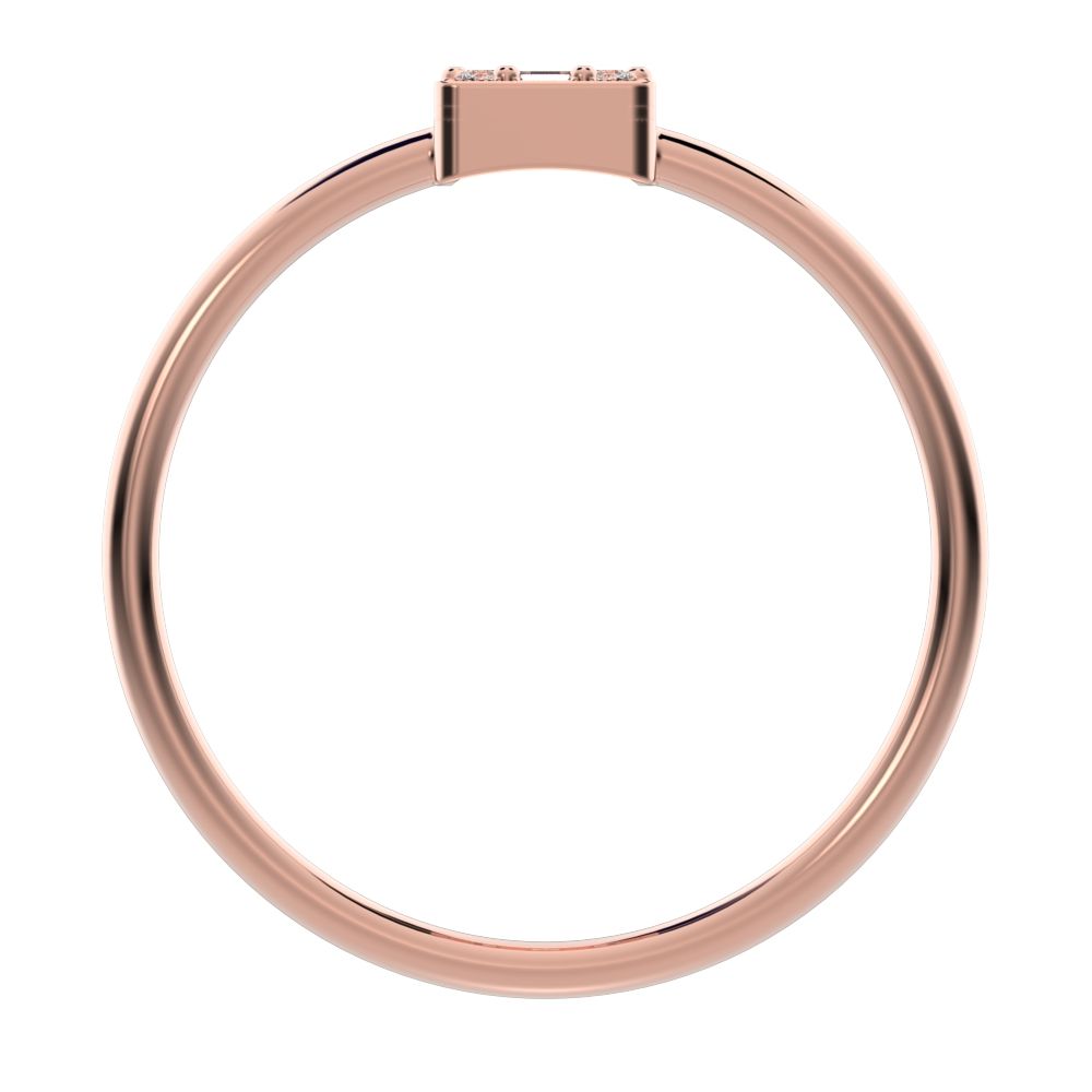 1.27 ct Baguette Cut Moissanite dainty Minimalist cluster halo light simple 14K / 18K Solid Rose Gold everyday ring