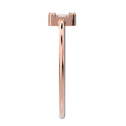 1.27 ct Baguette Cut Simulated Clear Diamond dainty Minimalist cluster halo light simple 14K / 18K Solid Rose Gold everyday ring