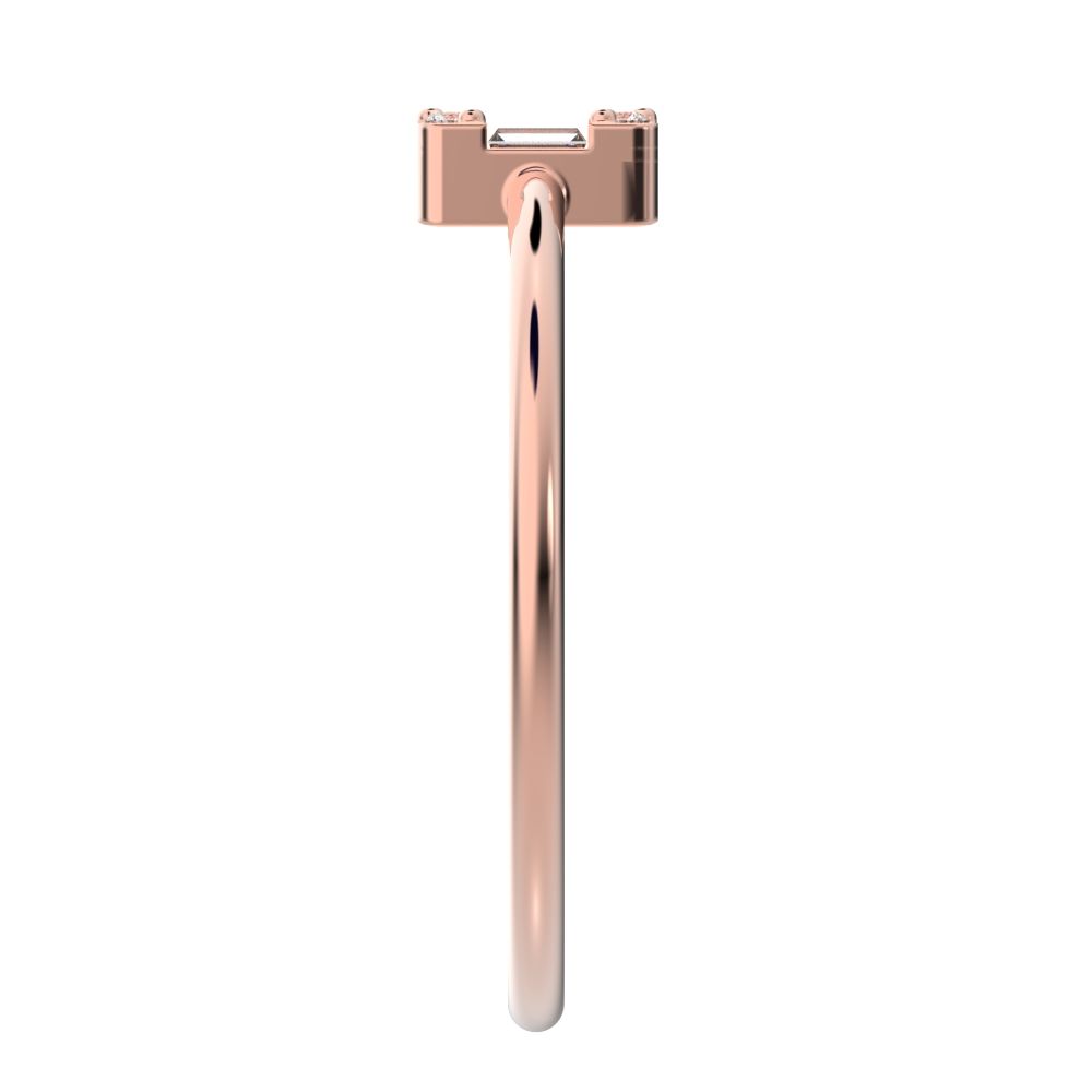 1.27 ct Baguette Cut Moissanite dainty Minimalist cluster halo light simple 14K / 18K Solid Rose Gold everyday ring