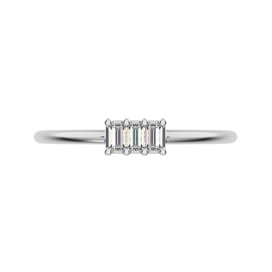 1.2 ct Baguette Cut Simulated Clear Diamond dainty Minimalist cluster halo light simple 14K / 18K Solid White Gold everyday ring