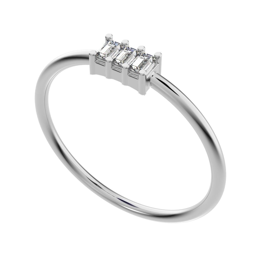 1.2 ct Baguette Cut Simulated Clear Diamond dainty Minimalist cluster halo light simple 14K / 18K Solid White Gold everyday ring