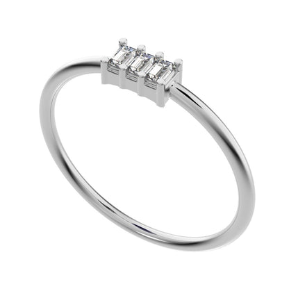 1.2 ct Baguette Cut Moissanite dainty Minimalist cluster halo light simple 14K / 18K Solid White Gold everyday ring
