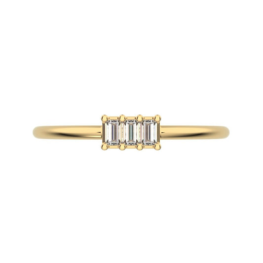 1.2 ct Baguette Cut Moissanite dainty Minimalist cluster halo light simple 14K / 18K Solid Yellow Gold everyday ring