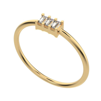 1.2 ct Baguette Cut Moissanite dainty Minimalist cluster halo light simple 14K / 18K Solid Yellow Gold everyday ring