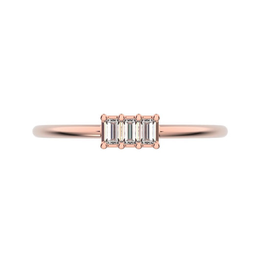 1.2 ct Baguette Cut Simulated Clear Diamond dainty Minimalist cluster halo light simple 14K / 18K Solid Rose Gold everyday ring