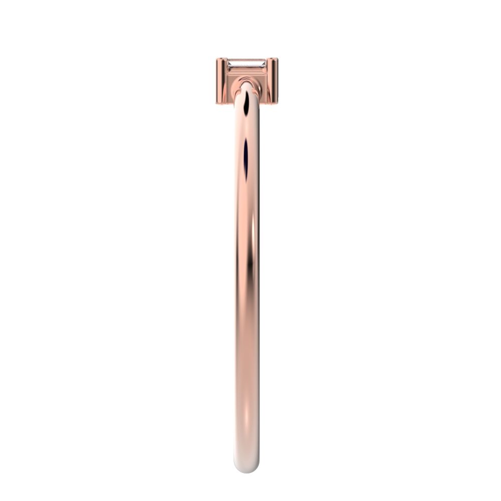 1.2 ct Baguette Cut Simulated Clear Diamond dainty Minimalist cluster halo light simple 14K / 18K Solid Rose Gold everyday ring