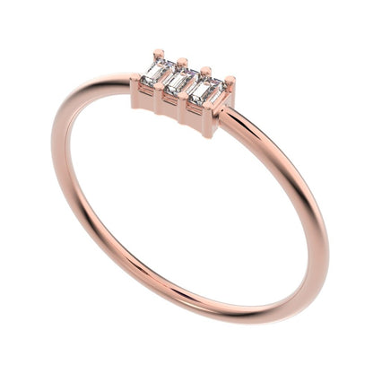 1.2 ct Baguette Cut Moissanite dainty Minimalist cluster halo light simple 14K / 18K Solid Rose Gold everyday ring
