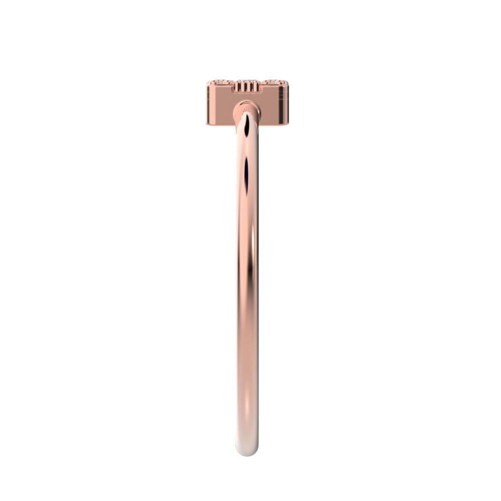 0.135 ct Marquise Cut Moissanite dainty Minimalist cluster halo light simple square 14K / 18K Solid Rose Gold everyday ring