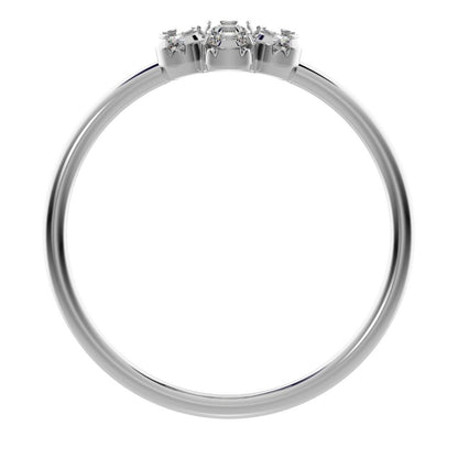 0.21 ct Round Cut Moissanite dainty Minimalist cluster halo halo floral 14K / 18K Solid White Gold everyday ring