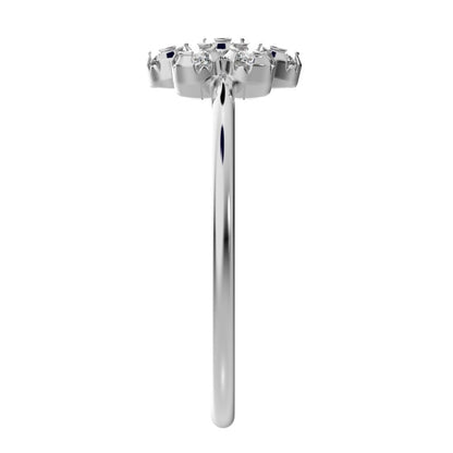0.21 ct Round Cut Simulated Clear Diamond dainty Minimalist cluster halo halo floral 14K / 18K Solid White Gold everyday ring