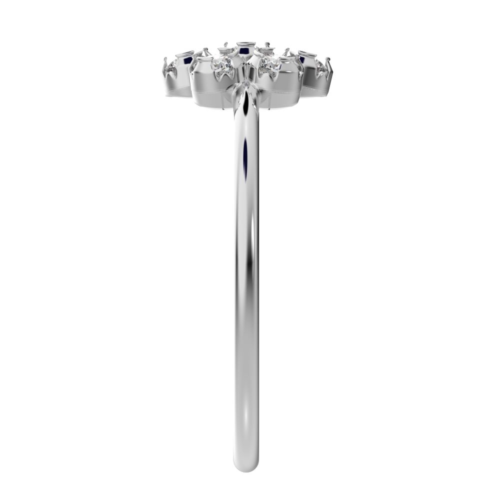 0.21 ct Round Cut Moissanite dainty Minimalist cluster halo halo floral 14K / 18K Solid White Gold everyday ring