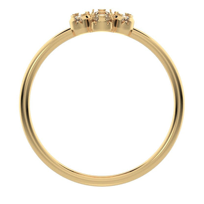 0.21 ct Round Cut Simulated Clear Diamond dainty Minimalist cluster halo halo floral 14K / 18K Solid Yellow Gold everyday ring
