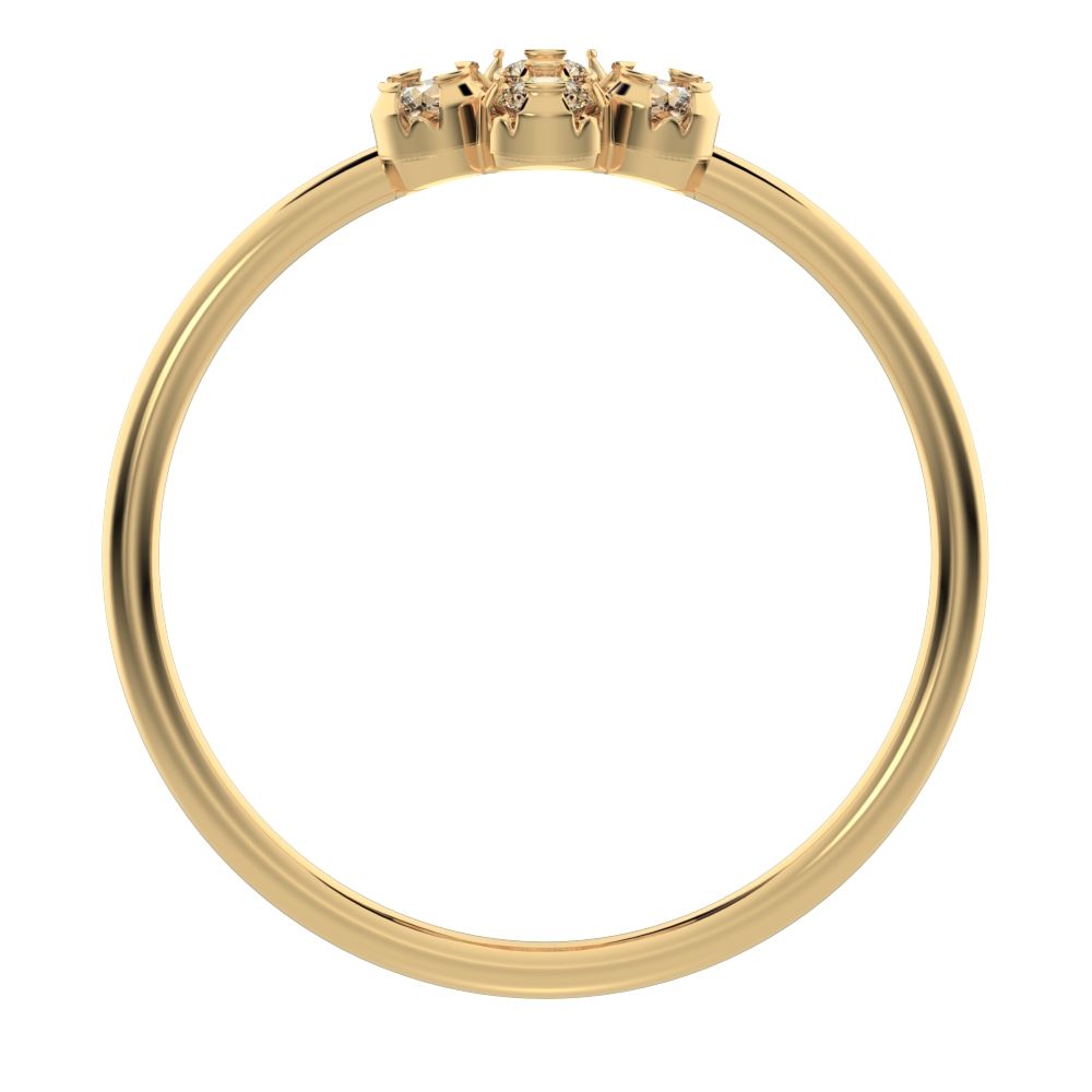 0.21 ct Round Cut Moissanite dainty Minimalist cluster halo halo floral 14K / 18K Solid Yellow Gold everyday ring