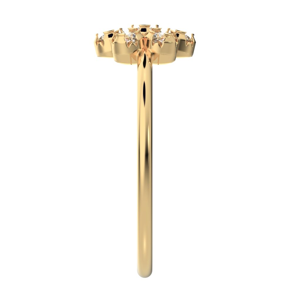 0.21 ct Round Cut Moissanite dainty Minimalist cluster halo halo floral 14K / 18K Solid Yellow Gold everyday ring