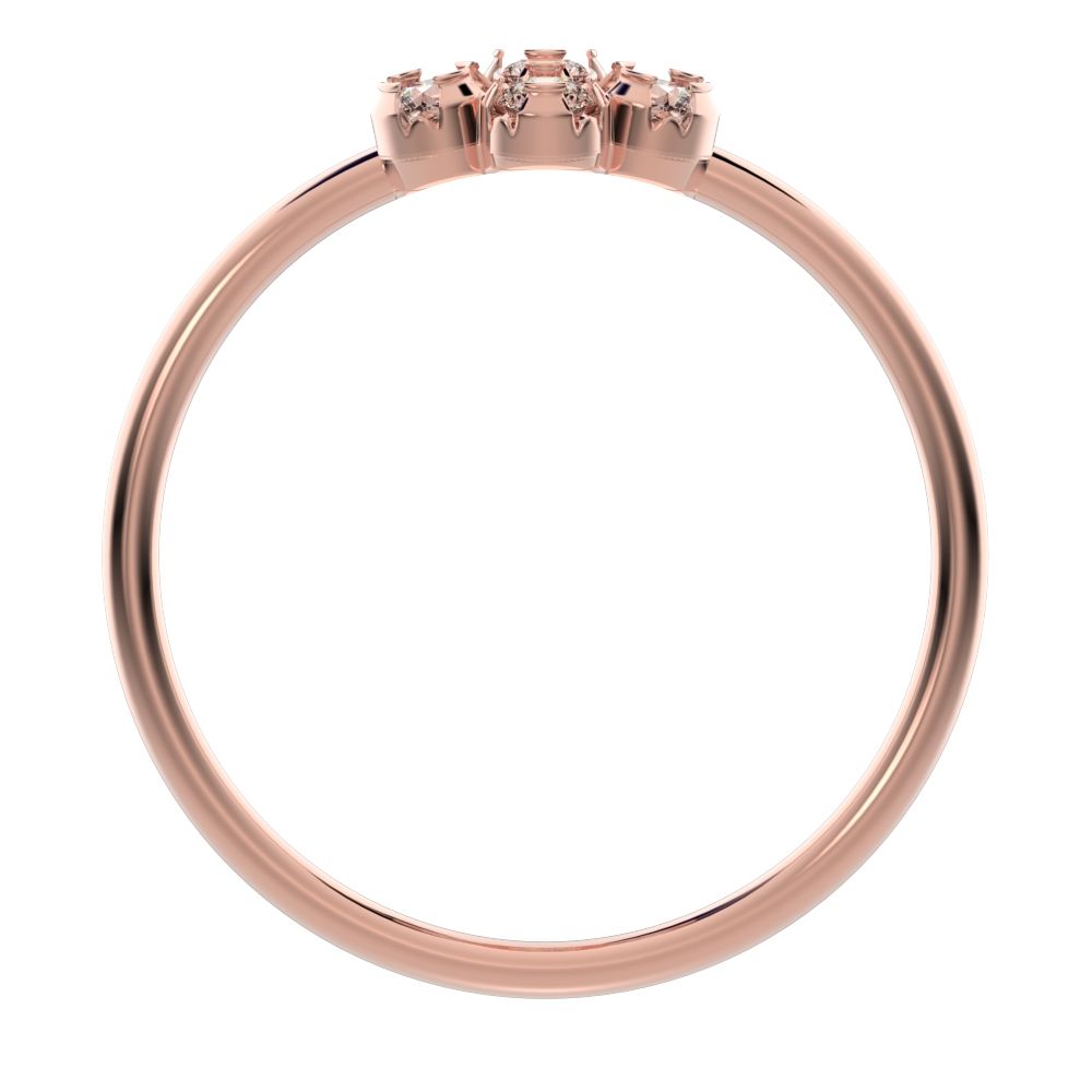 0.21 ct Round Cut Moissanite dainty Minimalist cluster halo halo floral 14K / 18K Solid Rose Gold everyday ring