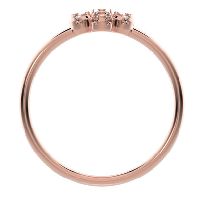 0.21 ct Round Cut Moissanite dainty Minimalist cluster halo halo floral 14K / 18K Solid Rose Gold everyday ring