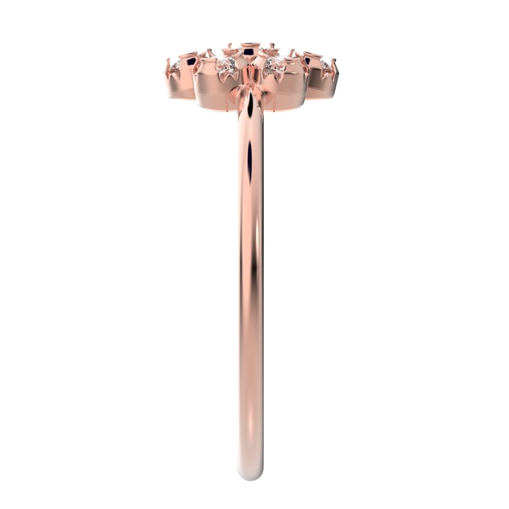 0.21 ct Round Cut Simulated Clear Diamond dainty Minimalist cluster halo halo floral 14K / 18K Solid Rose Gold everyday ring