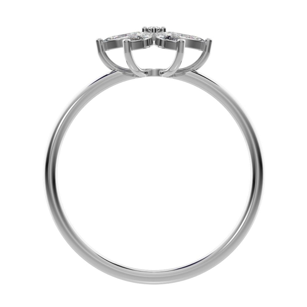 0.61 ct Marquise Cut Simulated Clear Diamond dainty Minimalist cluster halo eye floral star 14K / 18K Solid White Gold everyday ring