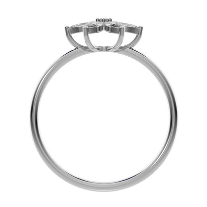 0.61 ct Marquise Cut Moissanite dainty Minimalist cluster halo eye floral star 14K / 18K Solid White Gold everyday ring