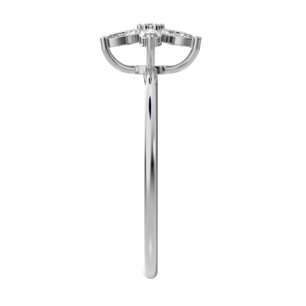 0.61 ct Marquise Cut Moissanite dainty Minimalist cluster halo eye floral star 14K / 18K Solid White Gold everyday ring
