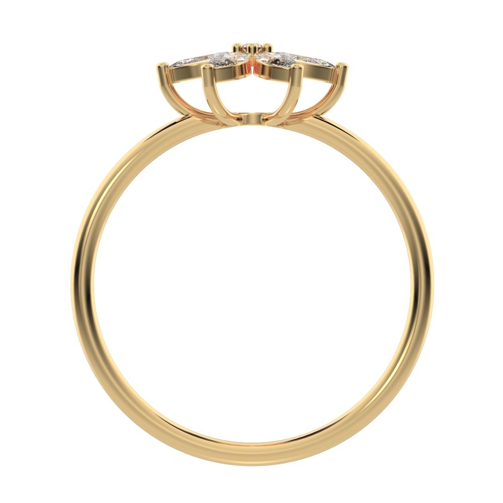 0.61 ct Marquise Cut Simulated Clear Diamond dainty Minimalist cluster halo eye floral star 14K / 18K Solid Yellow Gold everyday ring
