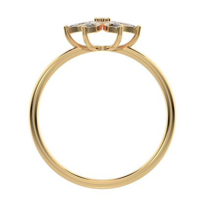 0.61 ct Marquise Cut Simulated Clear Diamond dainty Minimalist cluster halo eye floral star 14K / 18K Solid Yellow Gold everyday ring