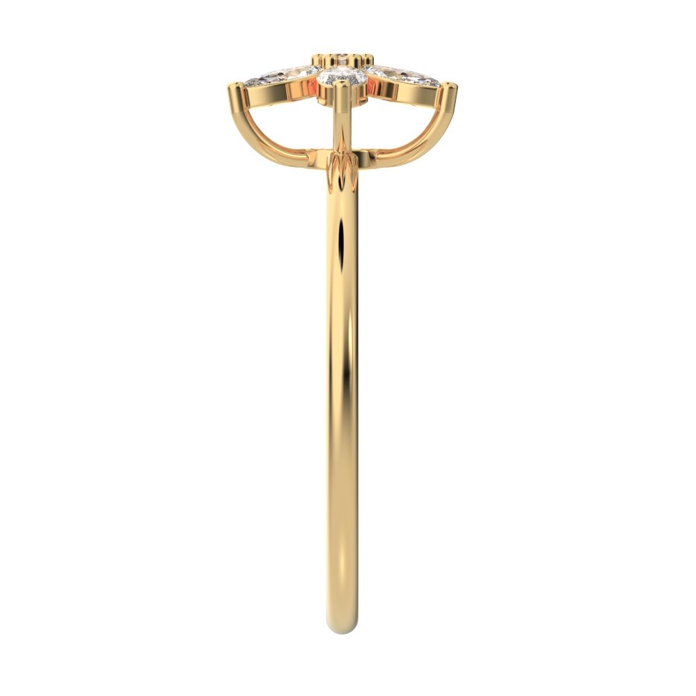 0.61 ct Marquise Cut Simulated Clear Diamond dainty Minimalist cluster halo eye floral star 14K / 18K Solid Yellow Gold everyday ring