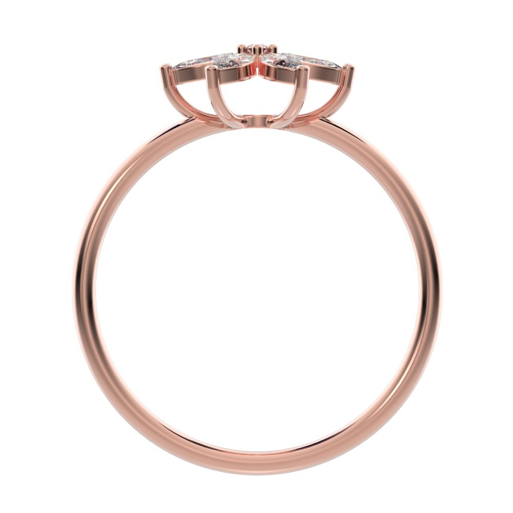 0.61 ct Marquise Cut Simulated Clear Diamond dainty Minimalist cluster halo eye floral star 14K / 18K Solid Rose Gold everyday ring