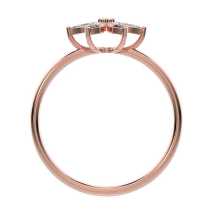 0.61 ct Marquise Cut Moissanite dainty Minimalist cluster halo eye floral star 14K / 18K Solid Rose Gold everyday ring