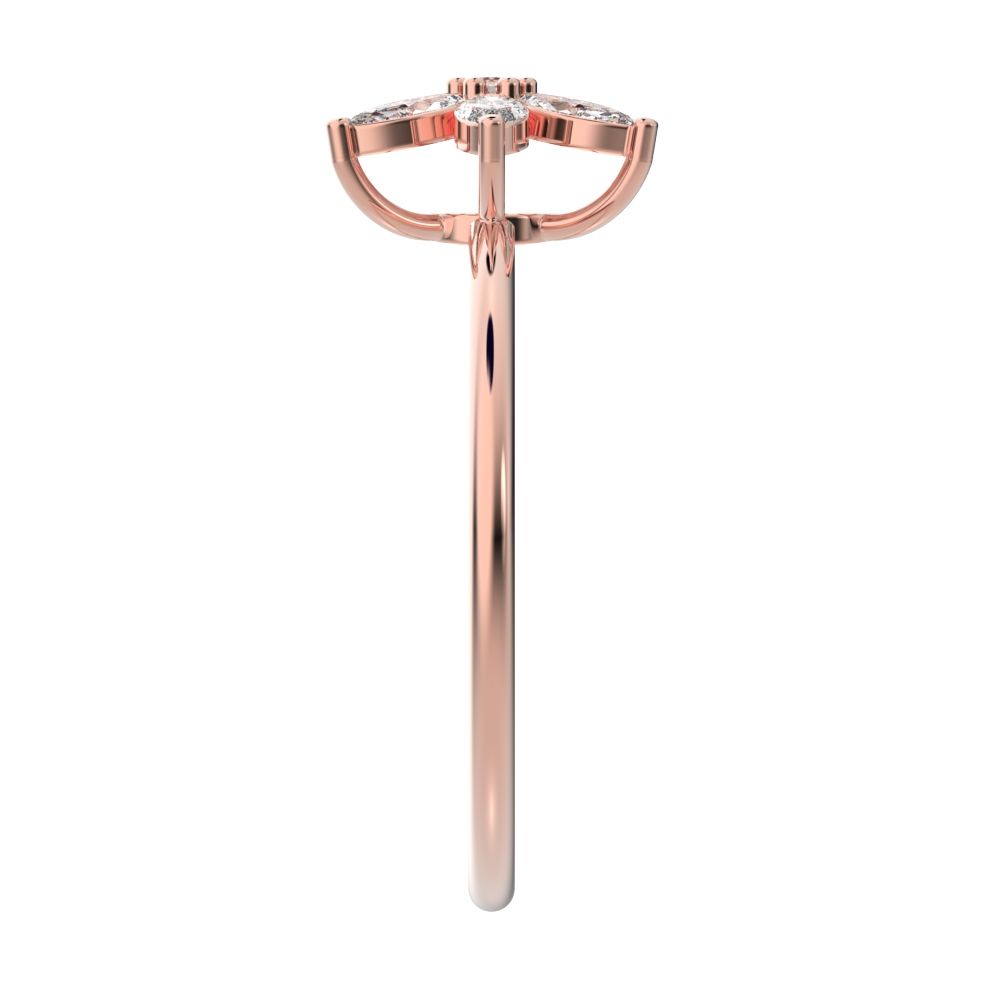 0.61 ct Marquise Cut Simulated Clear Diamond dainty Minimalist cluster halo eye floral star 14K / 18K Solid Rose Gold everyday ring