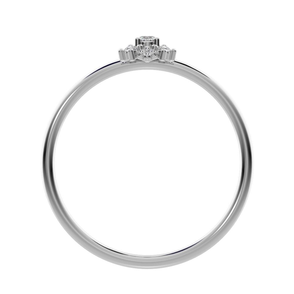 0.07 ct Round Cut Simulated Clear Diamond dainty Minimalist cluster square eye floral star 14K / 18K Solid White Gold everyday ring