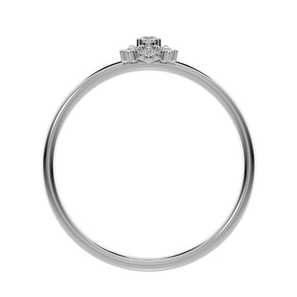 0.07 ct Round Cut Moissanite dainty Minimalist cluster square eye floral star 14K / 18K Solid White Gold everyday ring