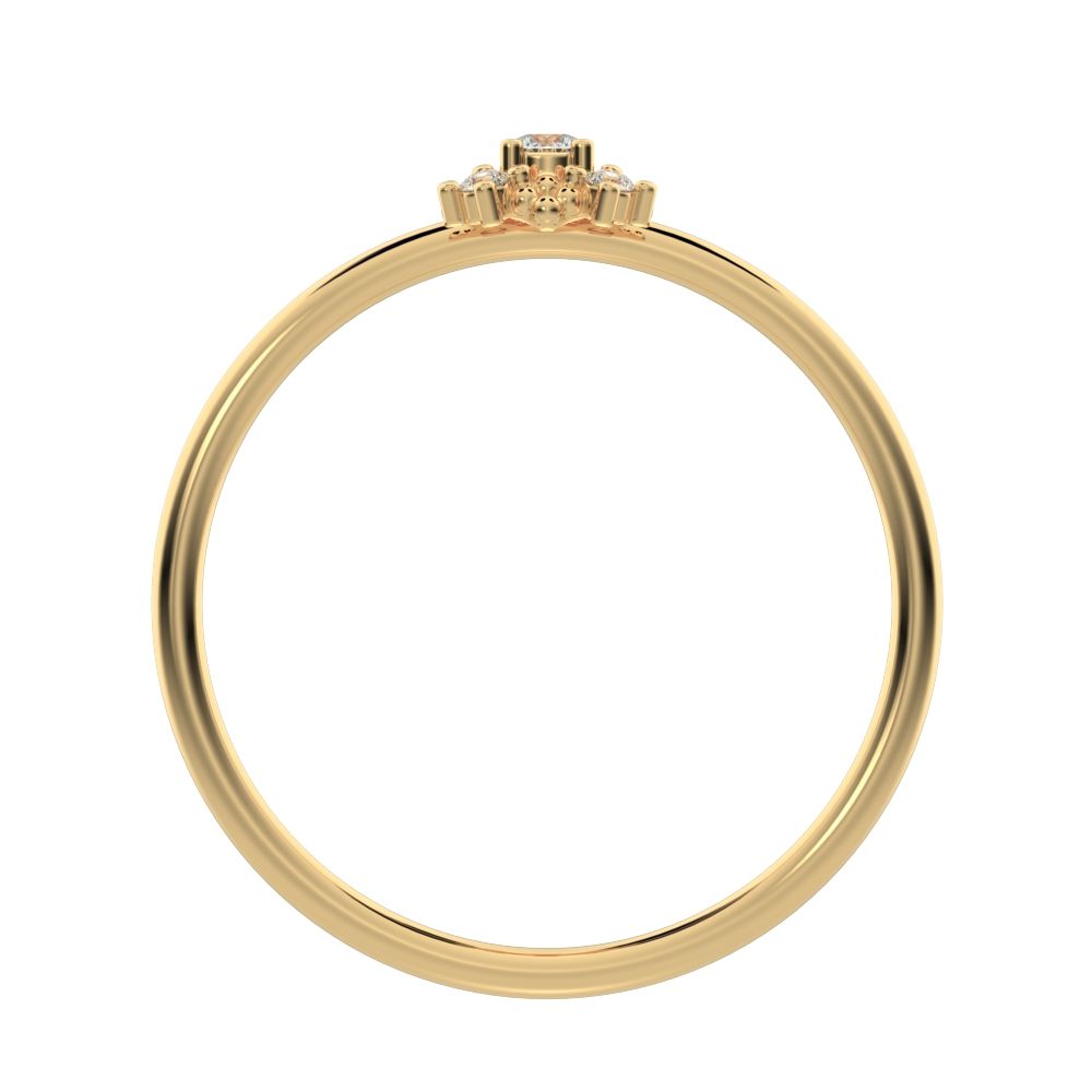 0.07 ct Round Cut Moissanite dainty Minimalist cluster square eye floral star 14K / 18K Solid Yellow Gold everyday ring