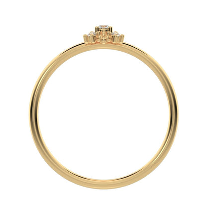 0.07 ct Round Cut Moissanite dainty Minimalist cluster square eye floral star 14K / 18K Solid Yellow Gold everyday ring