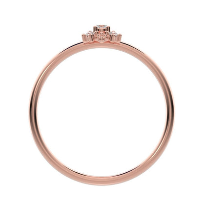 0.07 ct Round Cut Moissanite dainty Minimalist cluster square eye floral star 14K / 18K Solid Rose Gold everyday ring
