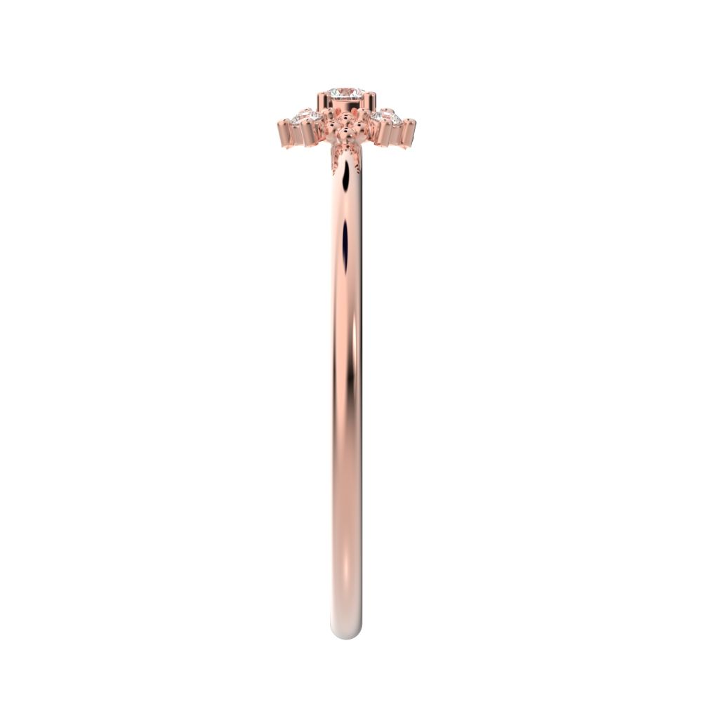 0.07 ct Round Cut Moissanite dainty Minimalist cluster square eye floral star 14K / 18K Solid Rose Gold everyday ring