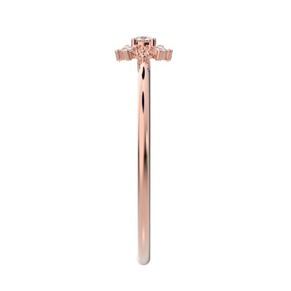 0.07 ct Round Cut Moissanite dainty Minimalist cluster square eye floral star 14K / 18K Solid Rose Gold everyday ring