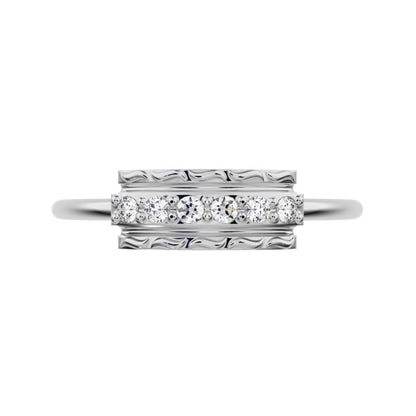0.09 ct Round Cut Simulated Clear Diamond dainty Minimalist cluster textured channel infinity 14K / 18K Solid White Gold everyday ring