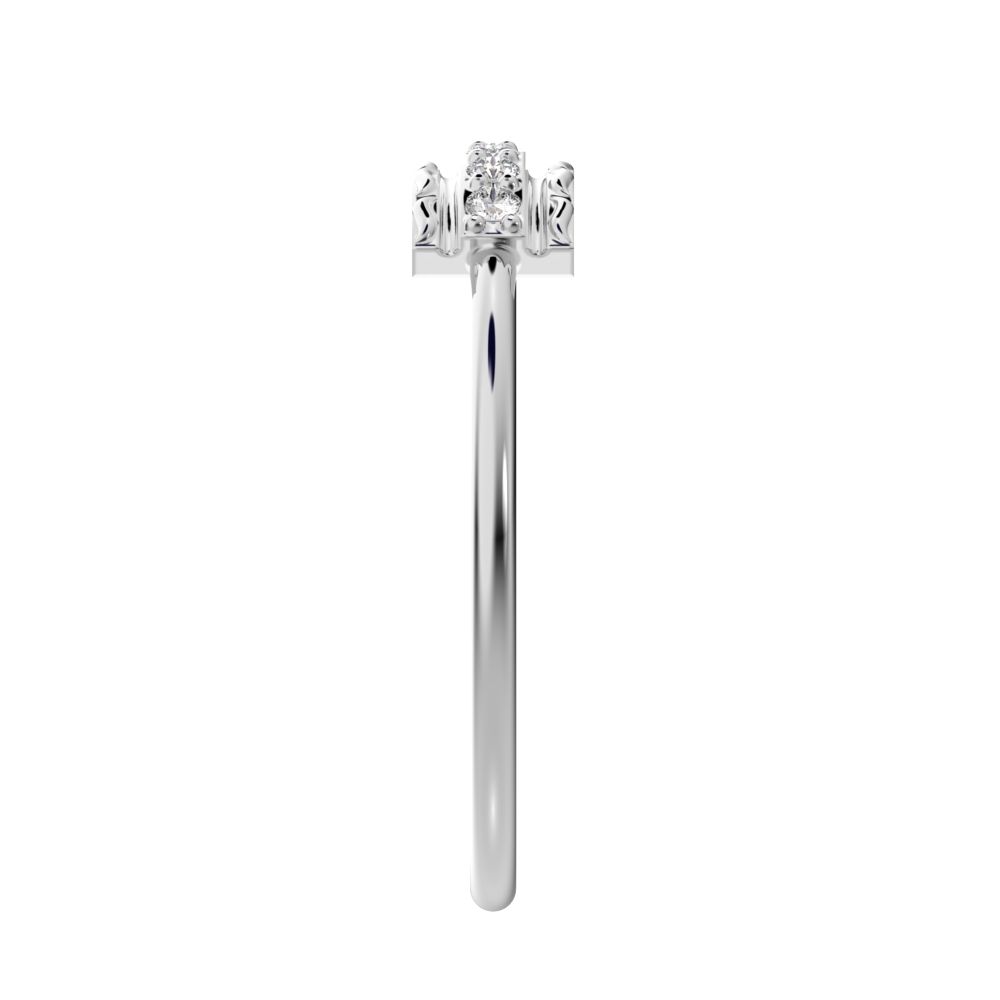 0.09 ct Round Cut Simulated Clear Diamond dainty Minimalist cluster textured channel infinity 14K / 18K Solid White Gold everyday ring
