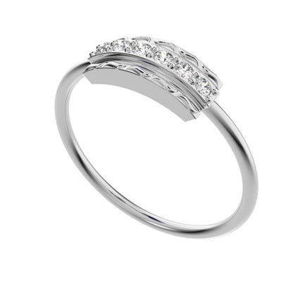 0.09 ct Round Cut Simulated Clear Diamond dainty Minimalist cluster textured channel infinity 14K / 18K Solid White Gold everyday ring