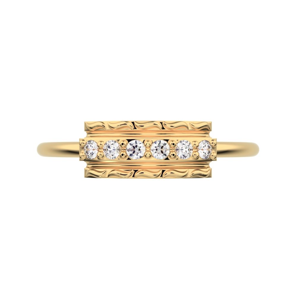 0.09 ct Round Cut Simulated Clear Diamond dainty Minimalist cluster textured channel infinity 14K / 18K Solid Yellow Gold everyday ring